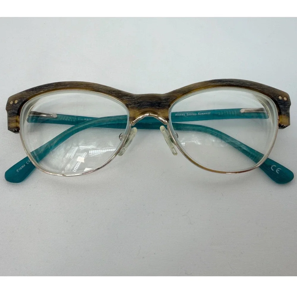 Rickey Smiley Eyewear RS 206 Brown Turquoise Cat Eye Glasses Frames 103-116